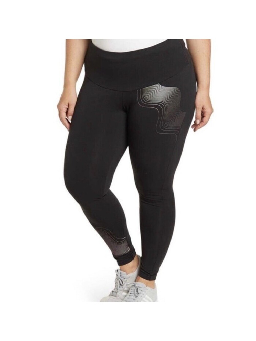 NWT Adidas Black Holiday Shine Graphic Leggings Plus Size 1X